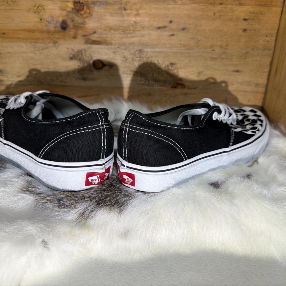 Vans Black and White Flame Checkered Sneakers - Picture 3 of 11
